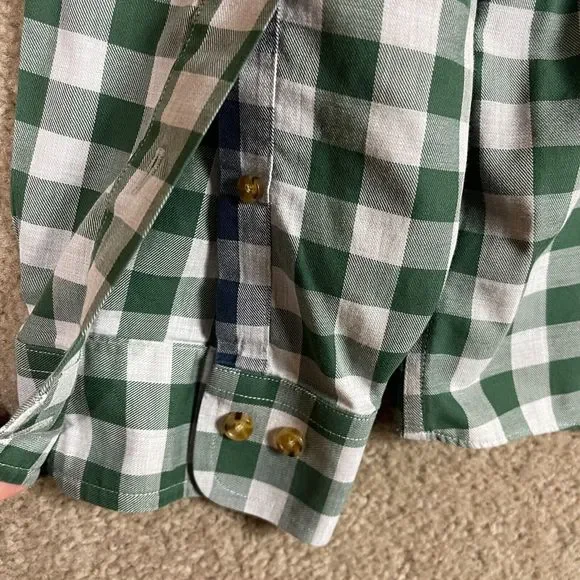 Brooks Brothers Button Down Shirt Mens Large L White/Green Check Non Iron Supima - Picture 8 of 8